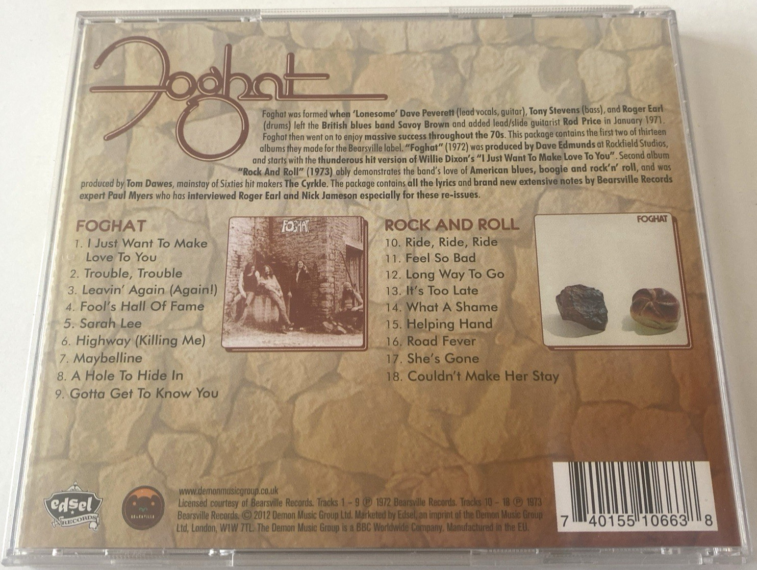 Foghat – Foghat + Rock And Roll UK 2x Albums On 1 CD 2012 Edsel Records
