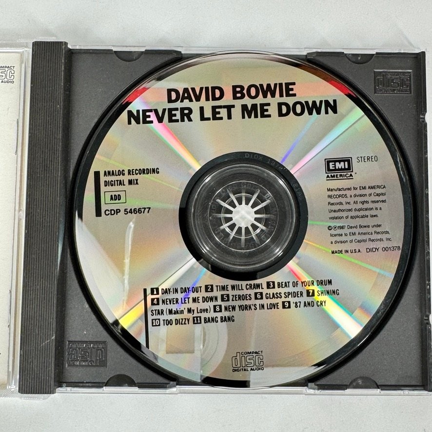 David Bowie – Never Let Me Down CD 1987 EMI America Pop Rock Glam US Press