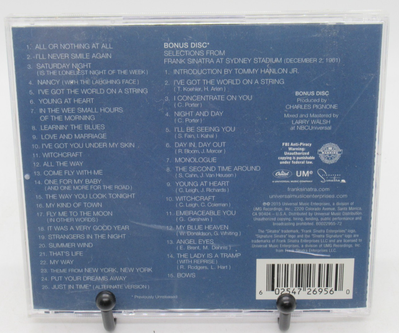 FRANK SINATRA: ULTIMATE SINATRA 2-DISC MUSIC CD SET, 40 TRKS. SYDNEY STADIUM