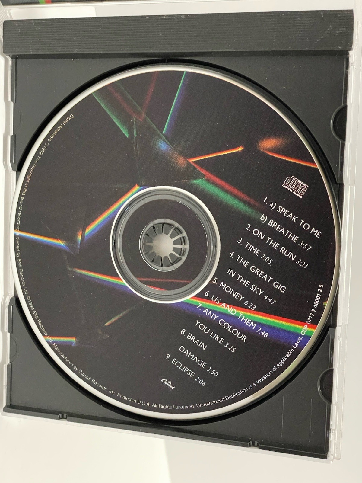 Dark Side of the Moon by Pink Floyd CD Digital Remastered Capital Records 1994