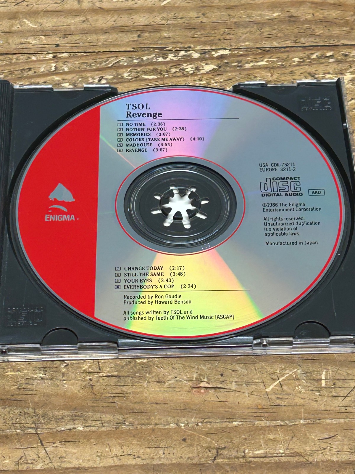 TSOL - Revenge CD. Rare & OOP Japan made on Enigma Records. CDE-73211
