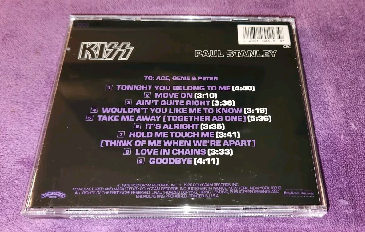 PAUL STANLEY kiss solo cd P2-26915 columbia house issue bob kulick carmine appic