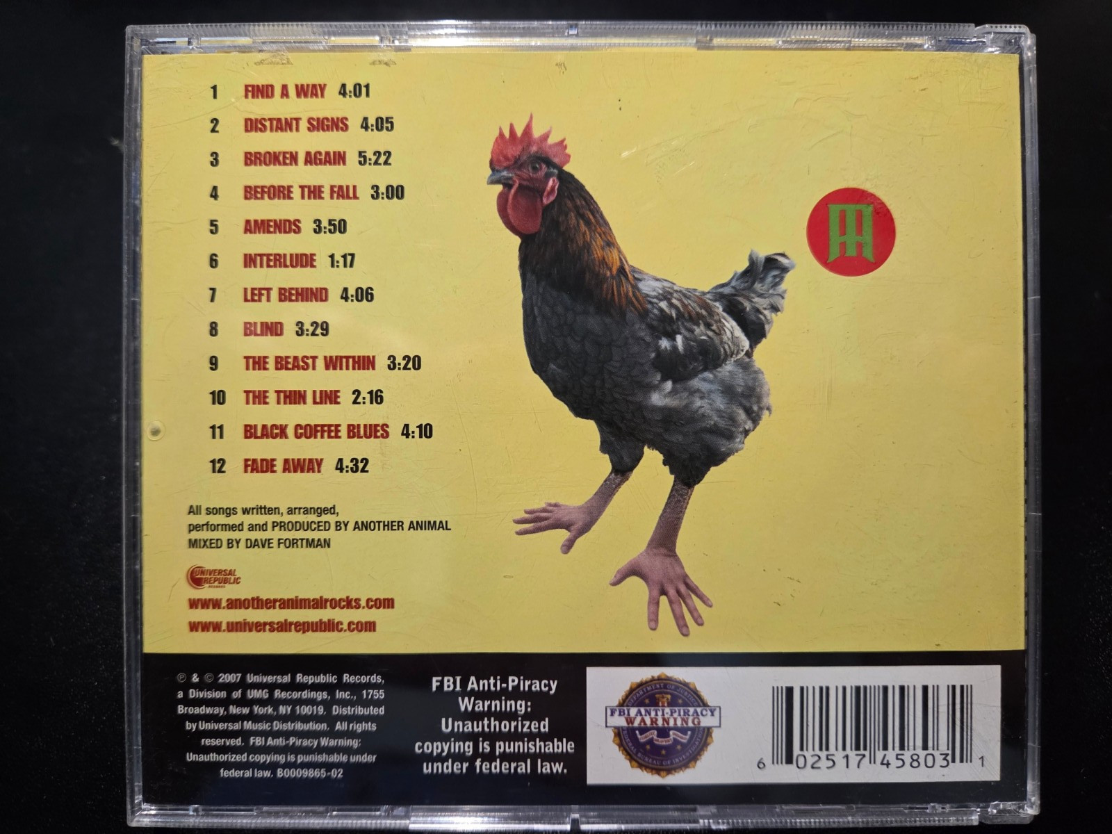 Another Animal S/T Self Titled (CD, 2007, Universal Republic Records)