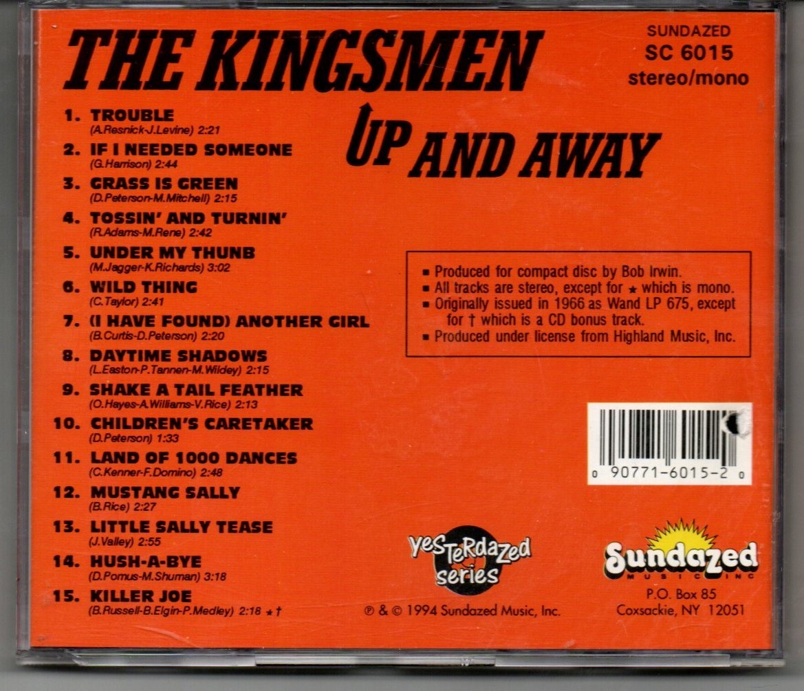 THE KINGSMEN: UP AND AWAY CD 60S' POP GARAGE ROCK OUT OF PRINT