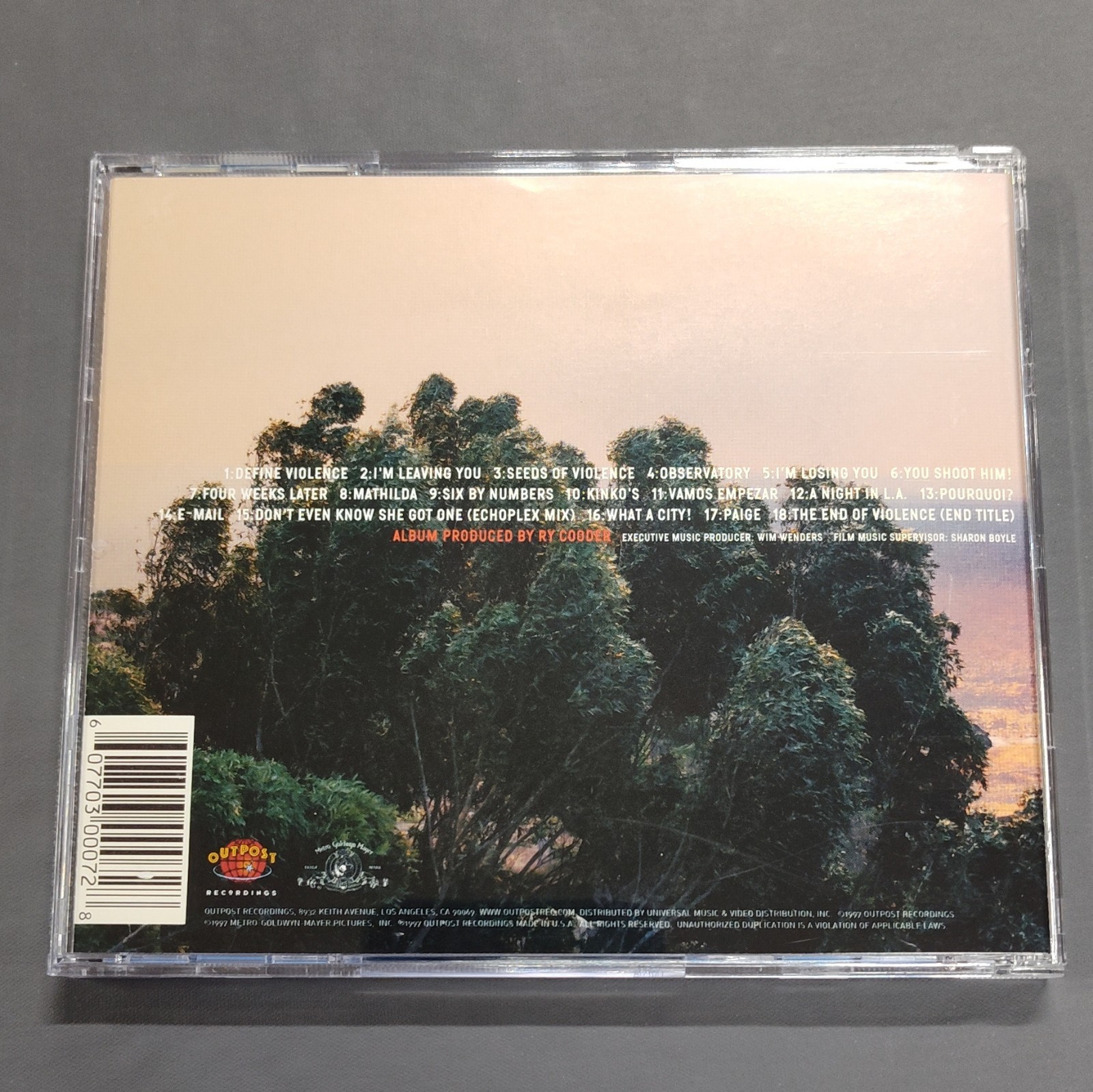 Ry Cooder - The End of Violence Film Score/Soundtrack CD Outpost 1997