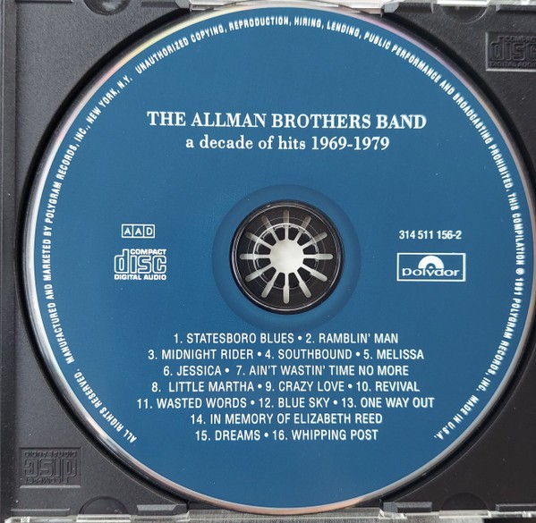 The Allman Brothers Band - A Decade Of Hits 1969-1979 (CD) (Good Plus (G+)) - 36