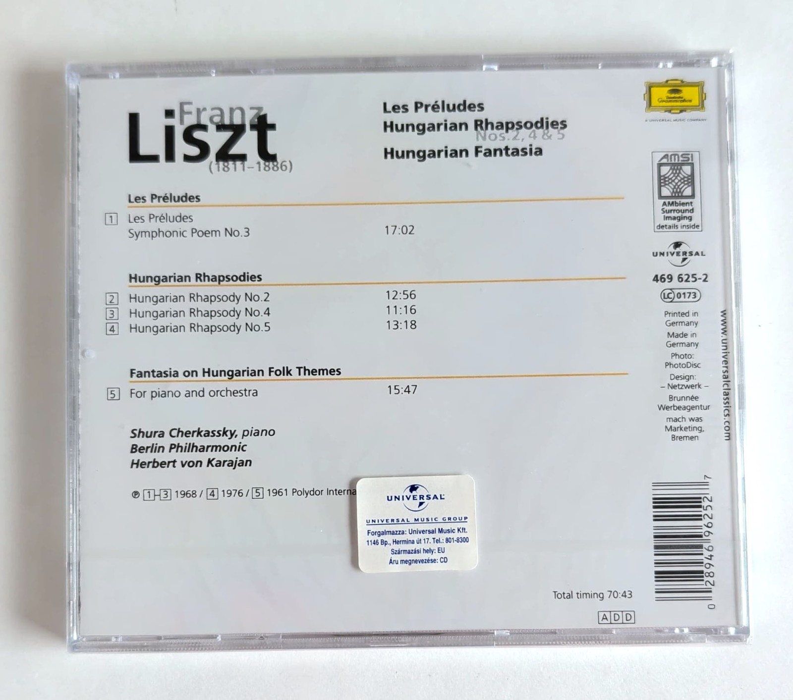 Franz Liszt – Les Préludes CD Berlin Philharmonic Karajan Classical NEW, SEALED