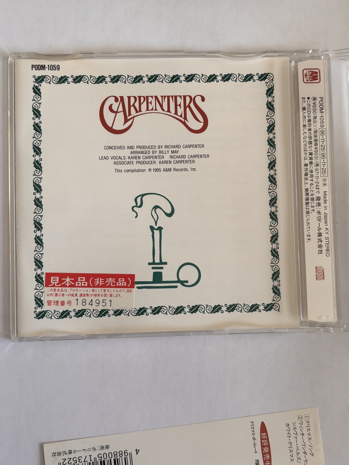 Carpenters Japanese CHRISTMAS SONG PROMOTIONAL CD PODM 1059