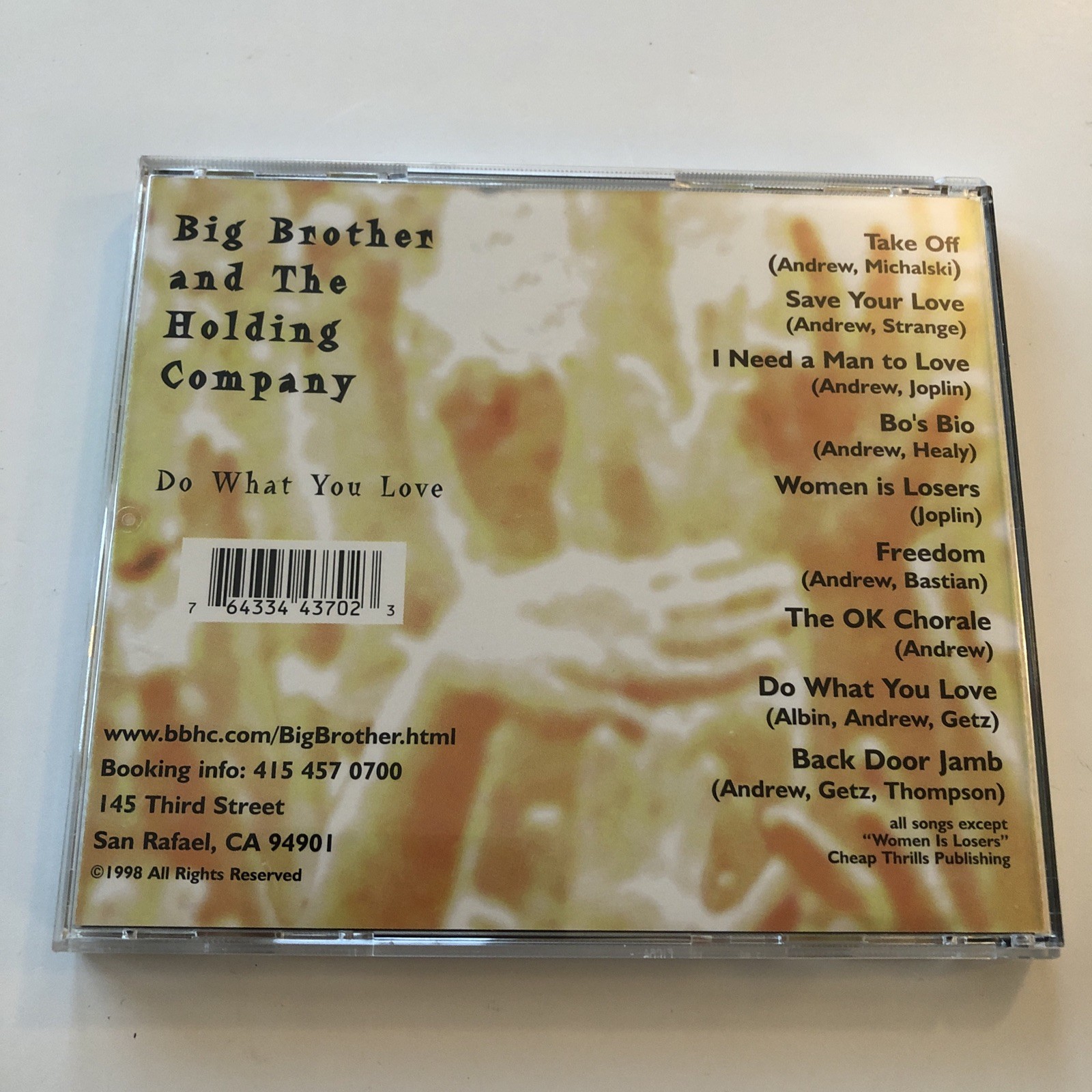 Big Brother & The Holding Company Do What You Love Rare 1998 CD Very Good