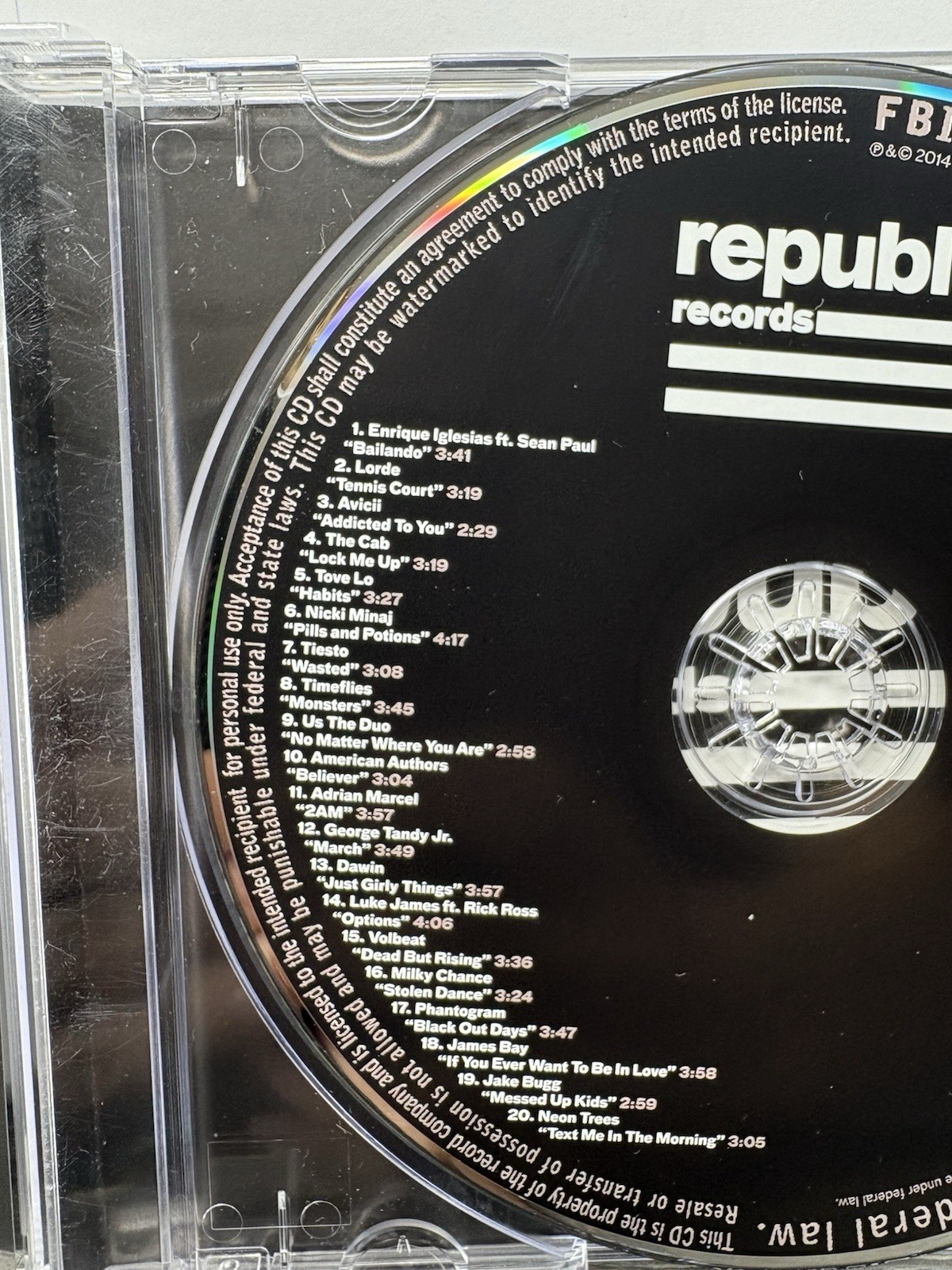 Republic Records - A&R Sampler Vol 80 January 2014 - Rare Promotional CD