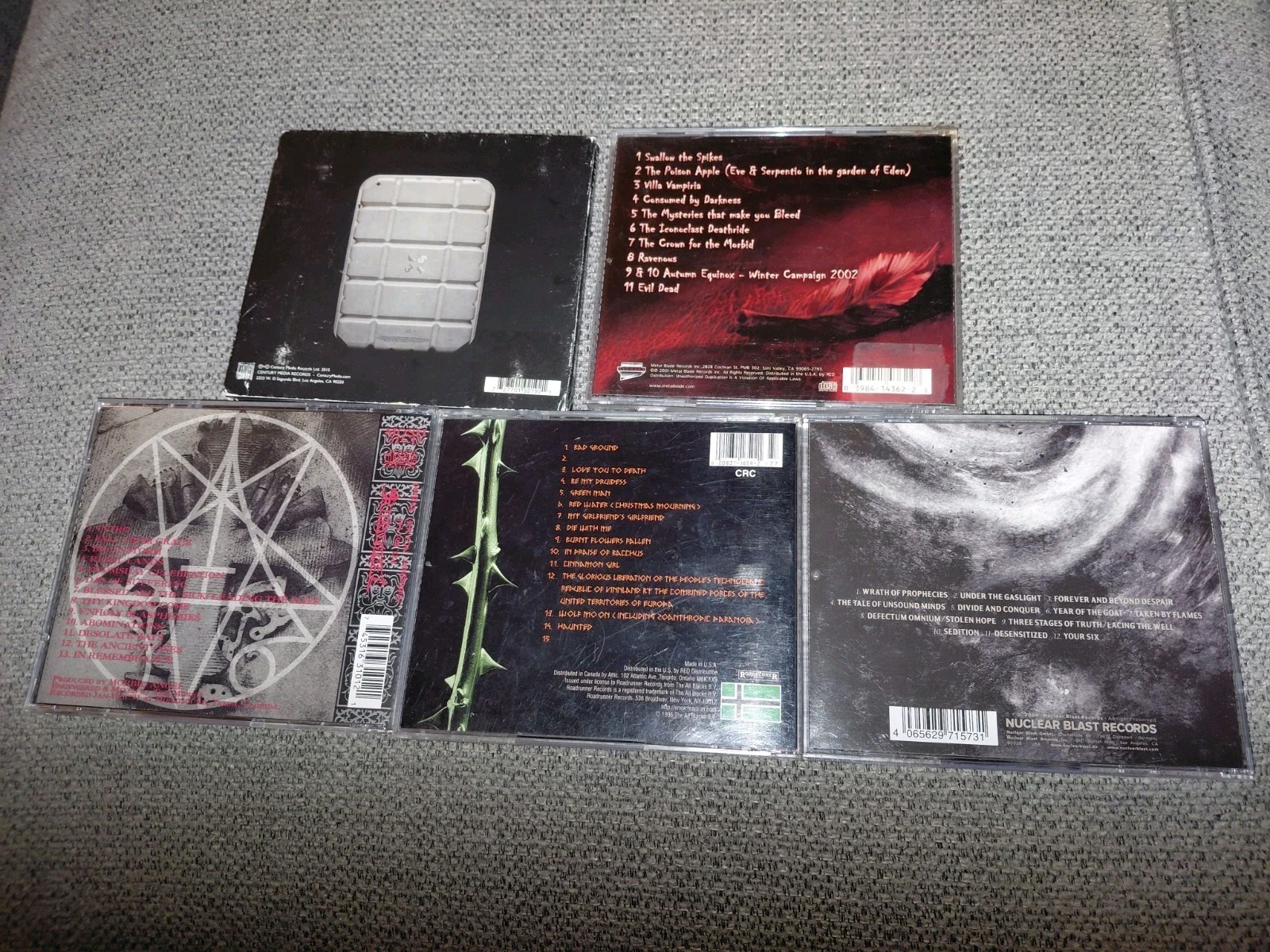 Death Metal 5 CD Lot Type O, Morbid Angel, Exhorder, Napalm Death, God Dethroned