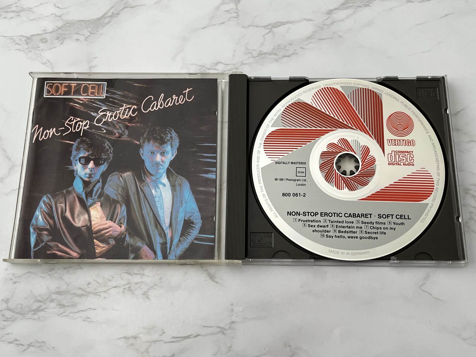 Soft Cell Non Stop Erotic Cabaret CD WEST GERMANY RED SWIRL Vertigo 8000612 RARE