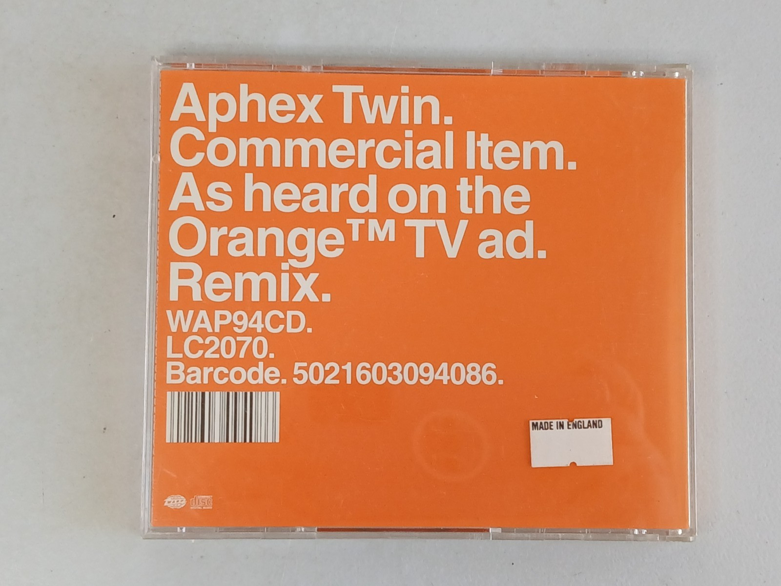 APHEX TWIN Come to Daddy Remixed Orange TV Ad CD Single Warp Records 1997 Used
