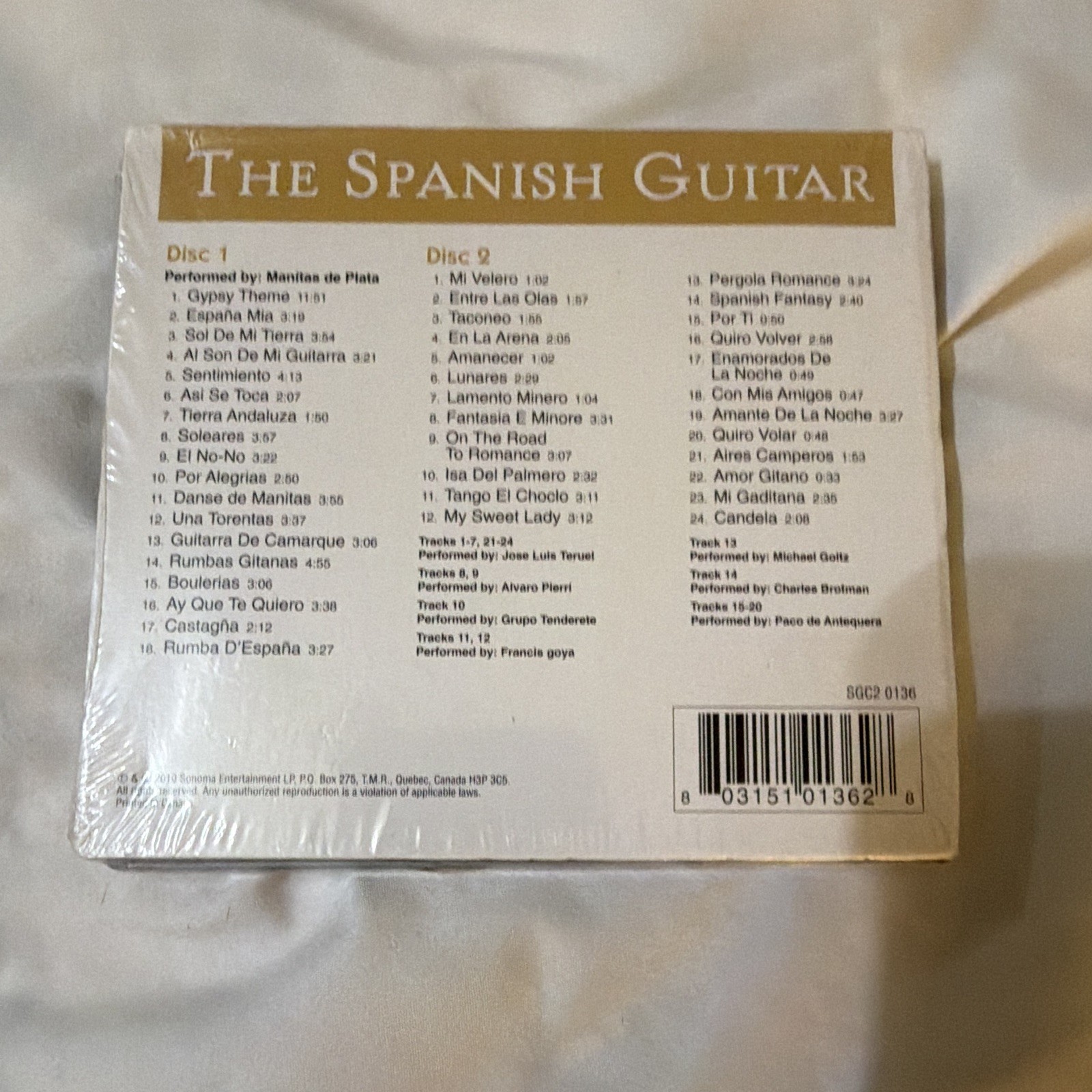 Golden Classics: The Spanish Guitar 2 CD Compilation Sonoma 2010 Sealed