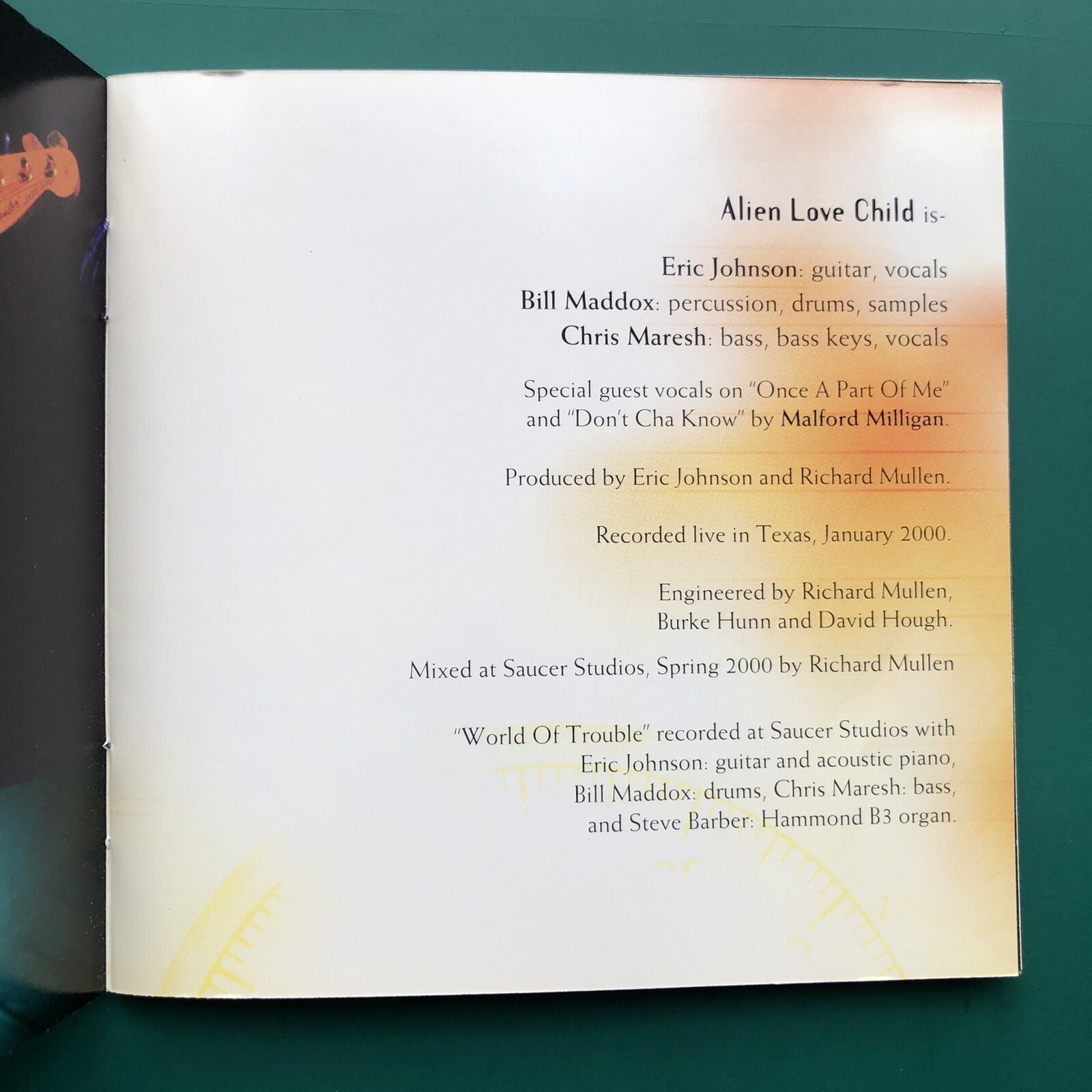Eric Johnson, Alien Love Child LIVE AND BEYOND Blues Rock CD Digibox Zenland USA