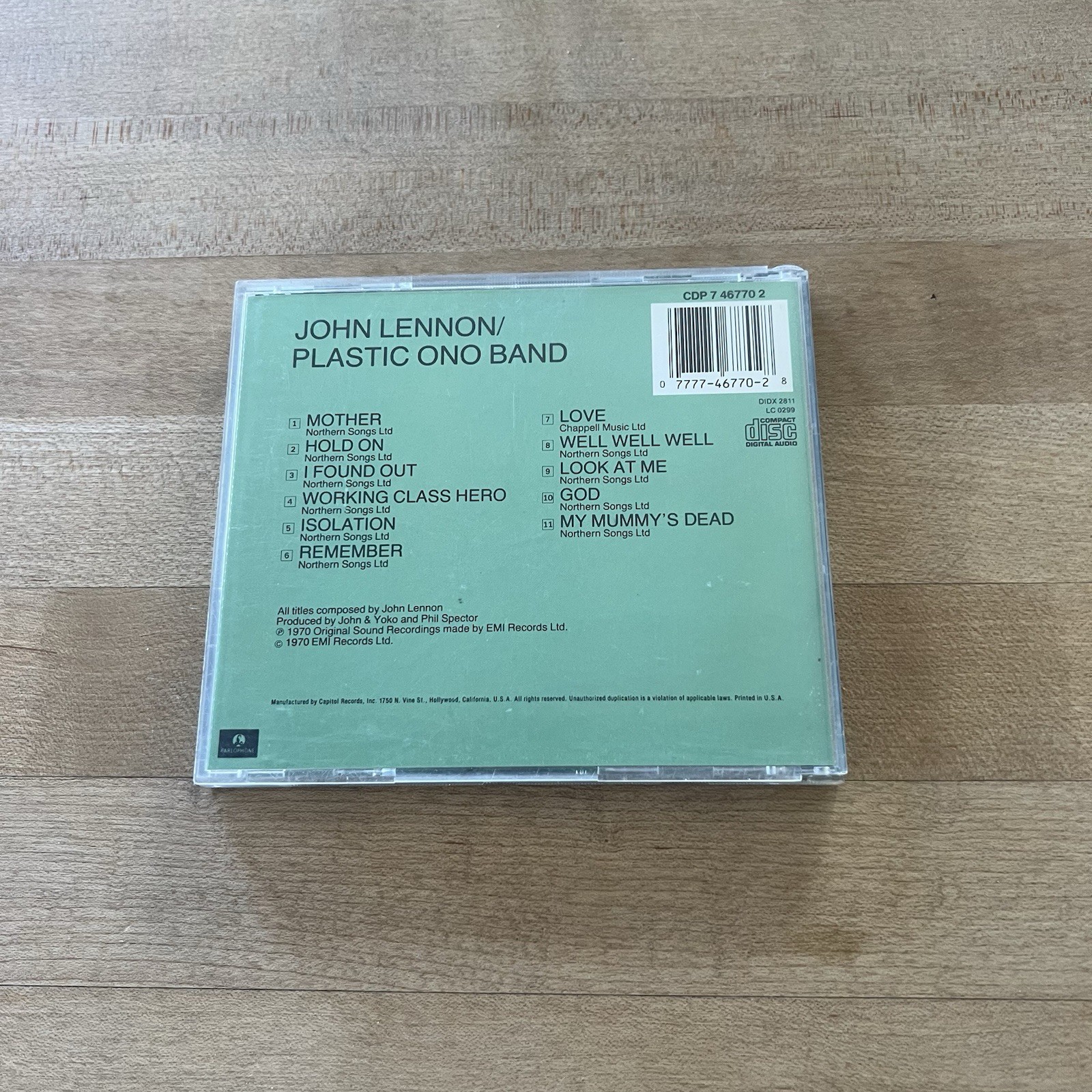 Plastic Ono Band by John Lennon/Plastic Ono Band (CD, Nov-1994, Capitol)