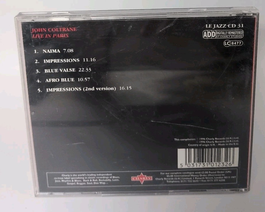 John Coltrane Live In Paris UK CD B494