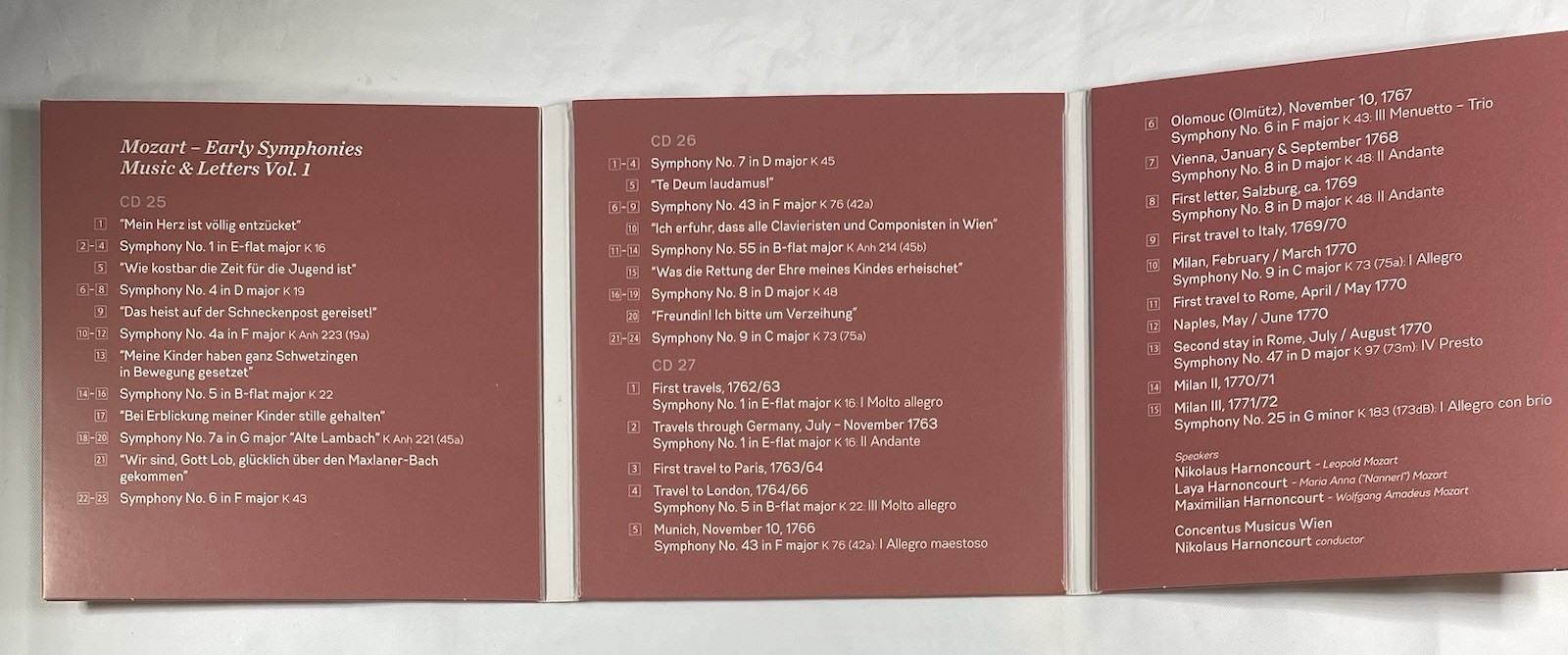 MOZART HARNONCOURT 3 CDs CD 25-27