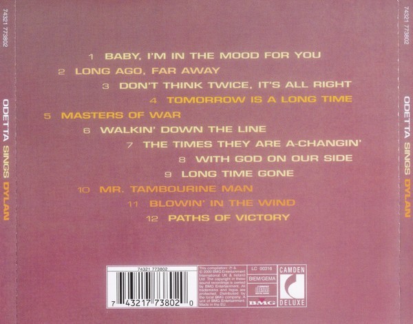Odetta: Sings Dylan (CD, Blues/Folk/World, Import- United Kingdom, "RARE", 1965)