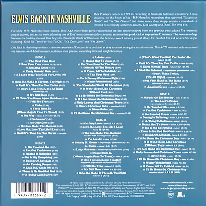 Elvis Presley – Elvis Back In Nashville 4 CD Box Set - NEW
