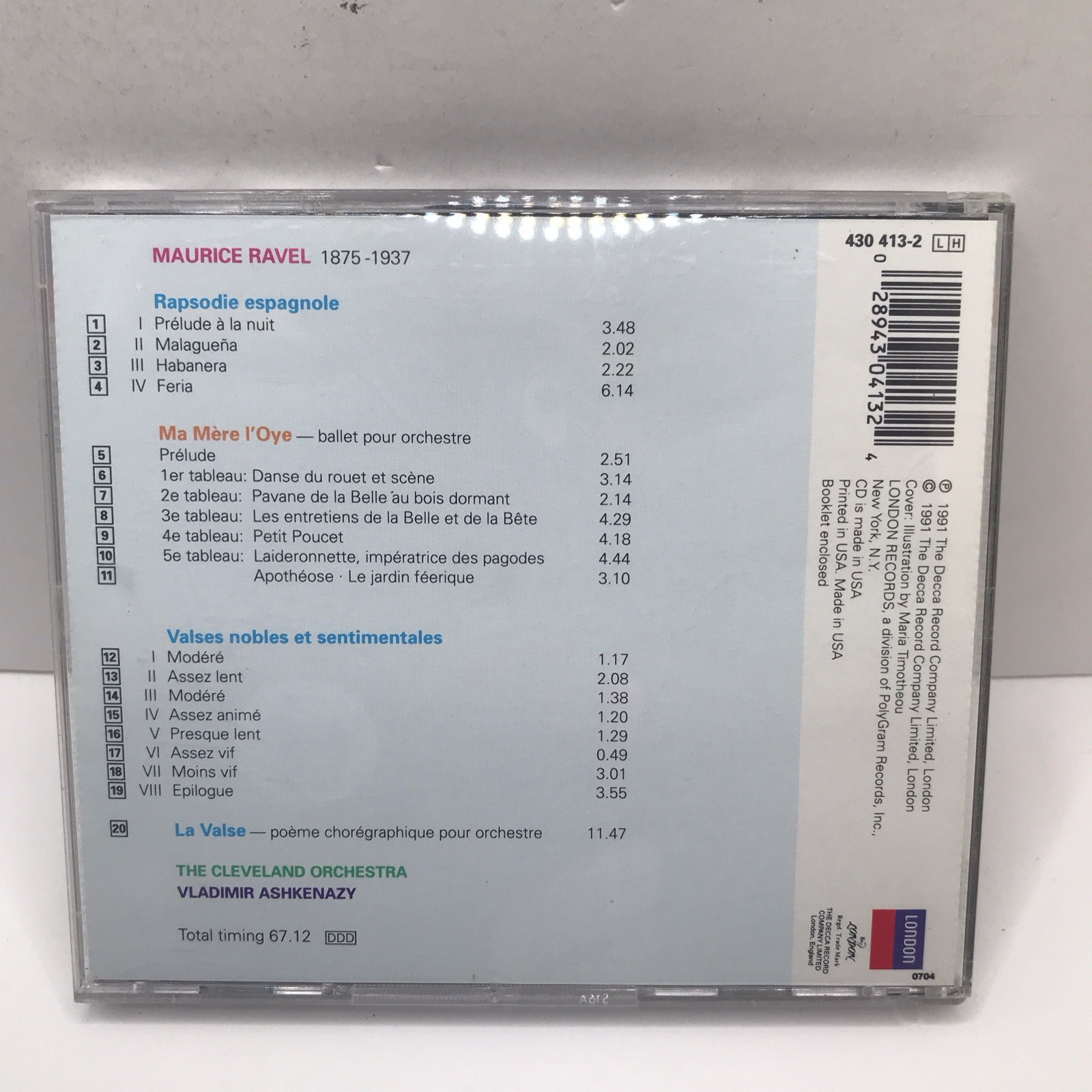 Ravel - Ma Mère l'Oye / Rapsodie espagnole / La Valse CD London 1991