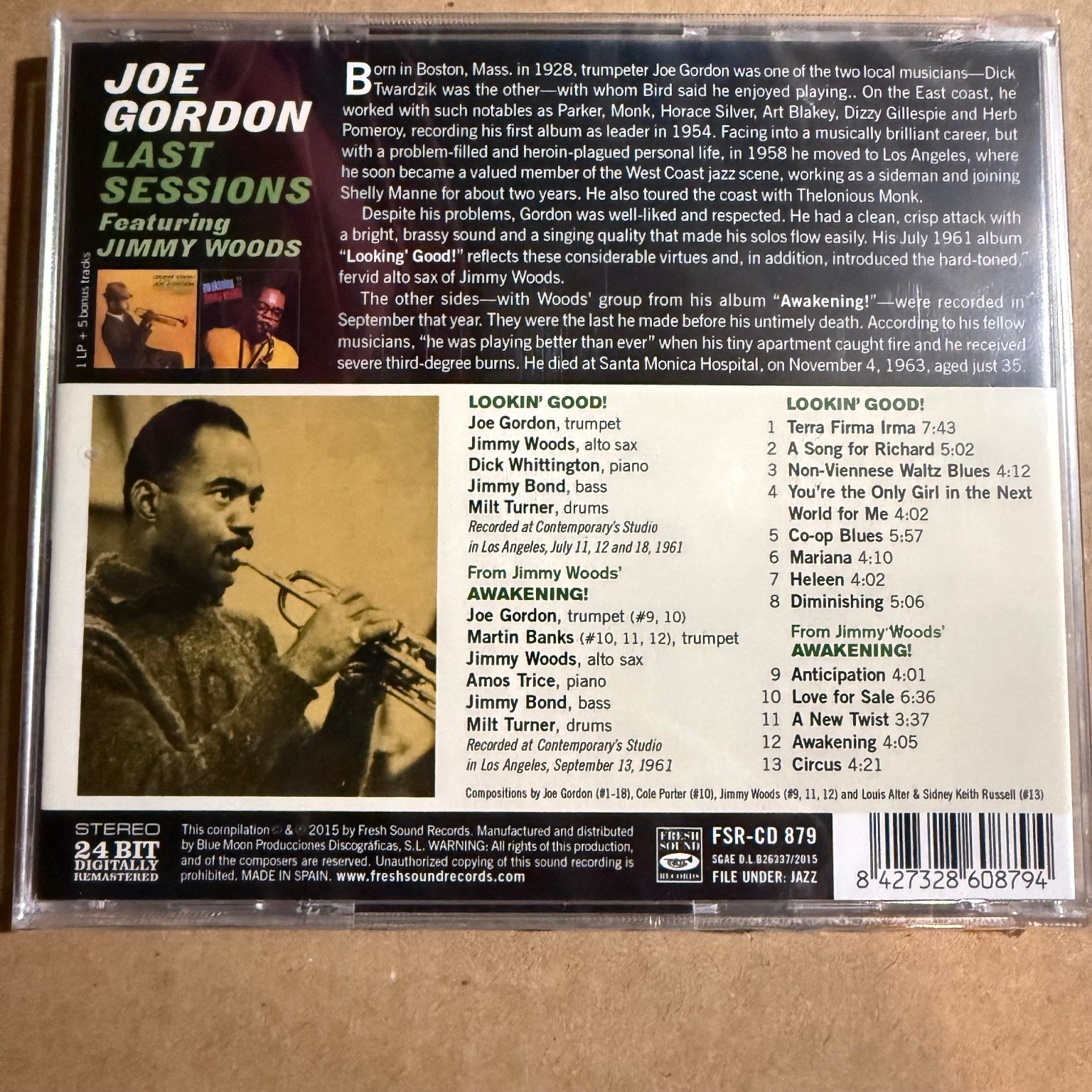Joe Gordon – Last Sessions CD 2015 Jazz Fresh Sound Records Trumpet Jimmy Woods