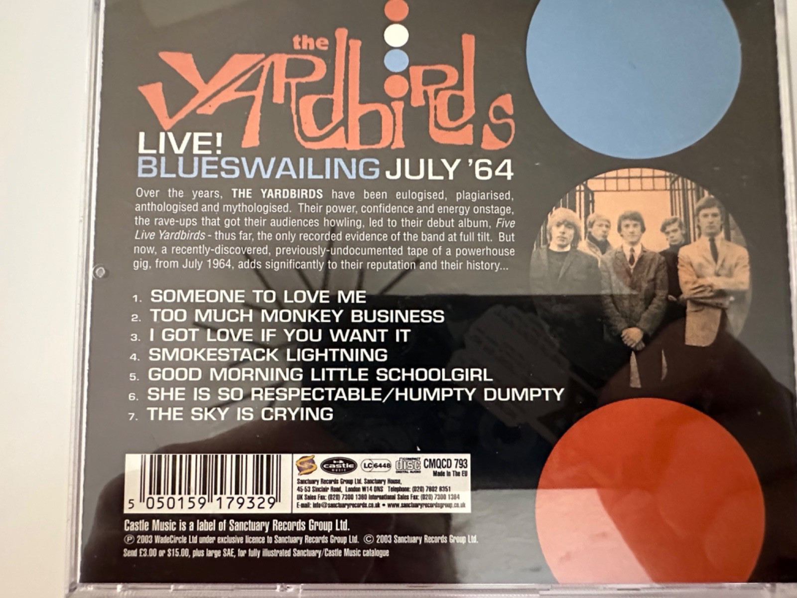 THE YARDBIRDS - CD - THE YARDBIRDS LIVE - BLUESWAILING JULY 1964 - SANCTUARY