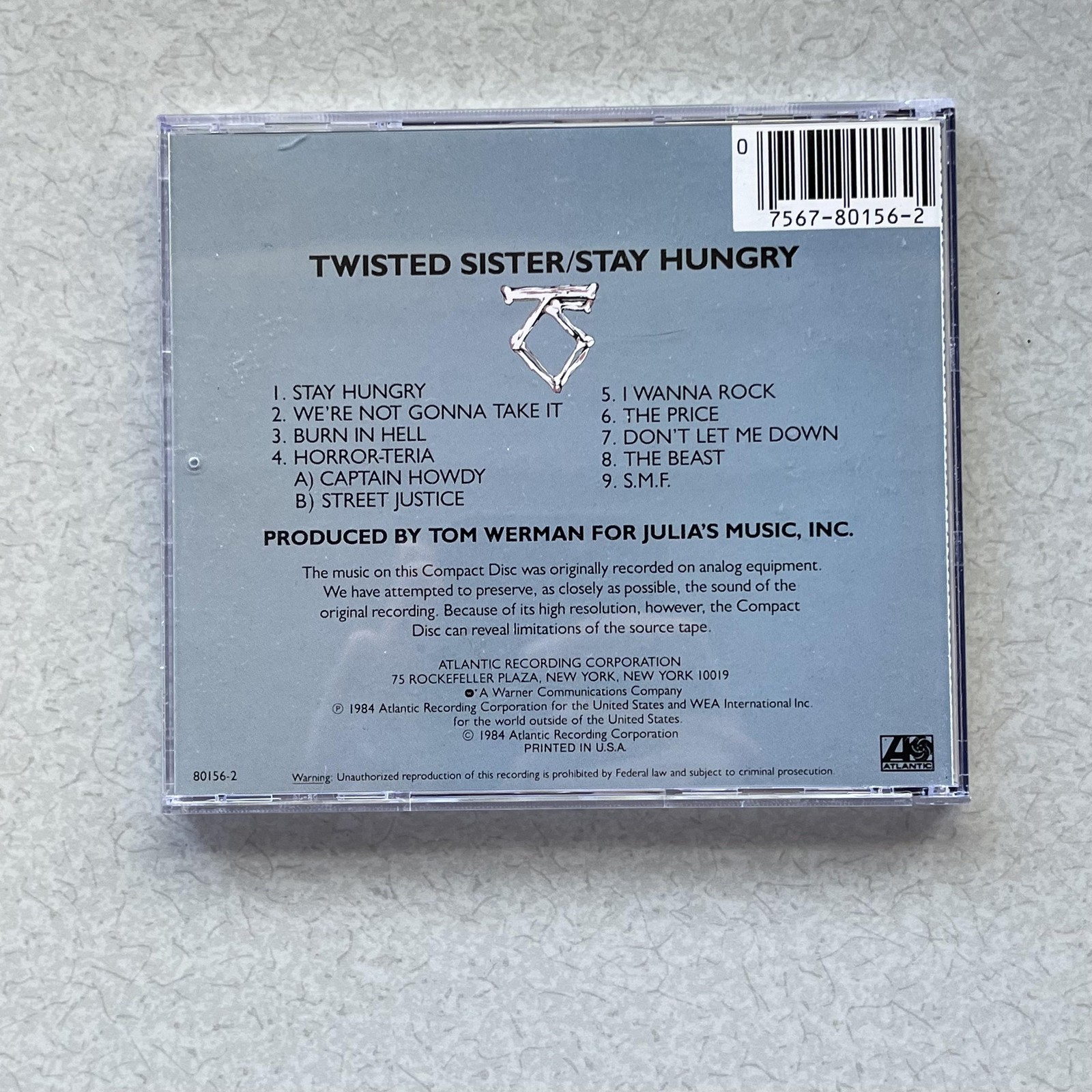 Twisted Sister CD Stay Hungry 1984 Anti Heavy Metal Multicolor Jewel Case Album