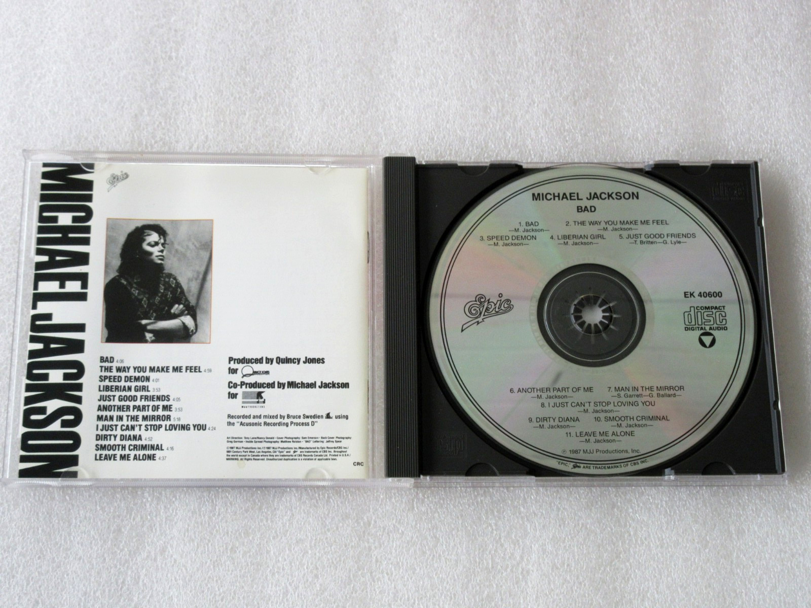 MICHAEL JACKSON / BAD 1987 CD BOOKLET LYRICS MJJ PRODUCTION EPIC POP ROCK OOP