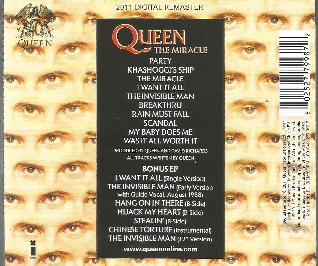 Queen - The Miracle 2011 remastered CD with bonus CD EP