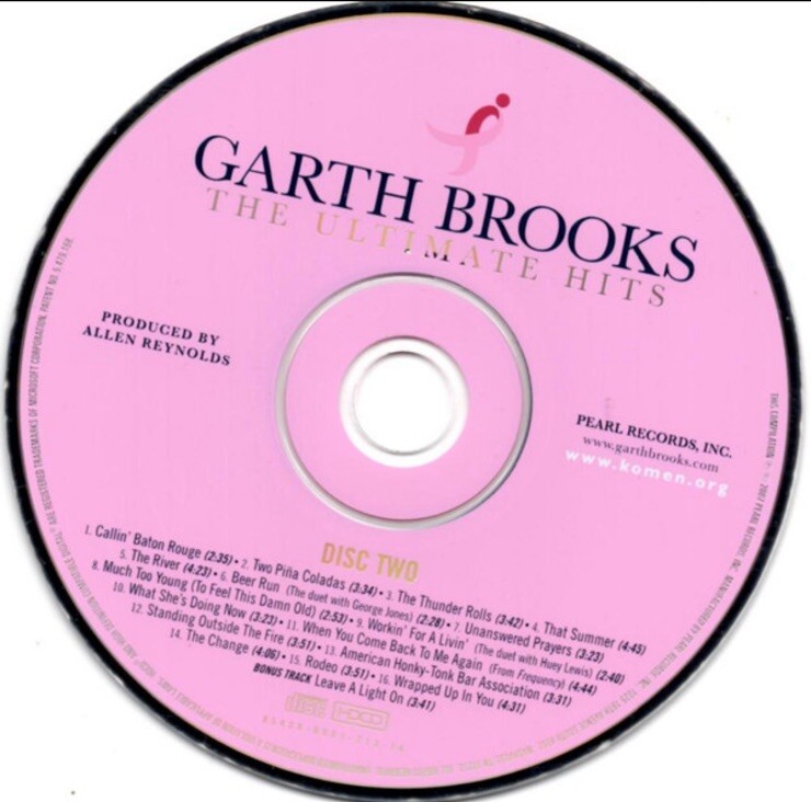 The Ultimate Hits by Garth Brooks (2 CD, DVD 2007 Pearl) Pink Susan G. Komen Ed