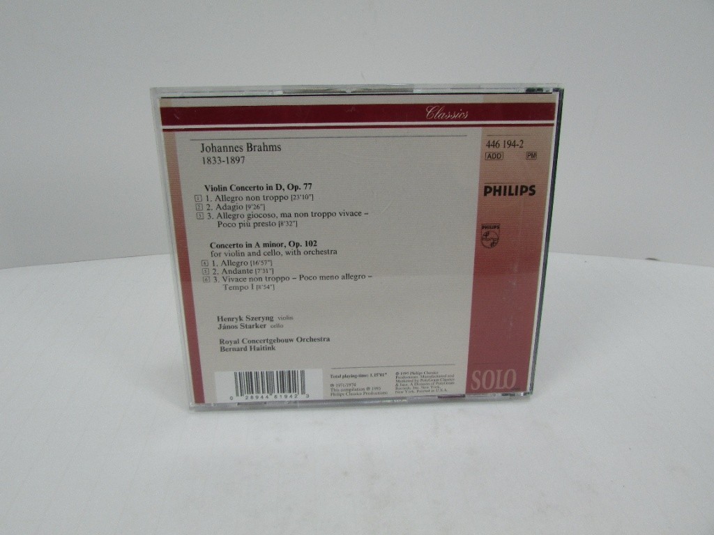 Brahms Violin Concerto Concerto for Violin and Cello CD 1995 Philips Solo