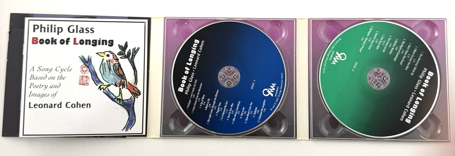 PHILIP GLASS Book Of Longing 2xCD Orange Mountain Music 2007 Leonard Cohen EX