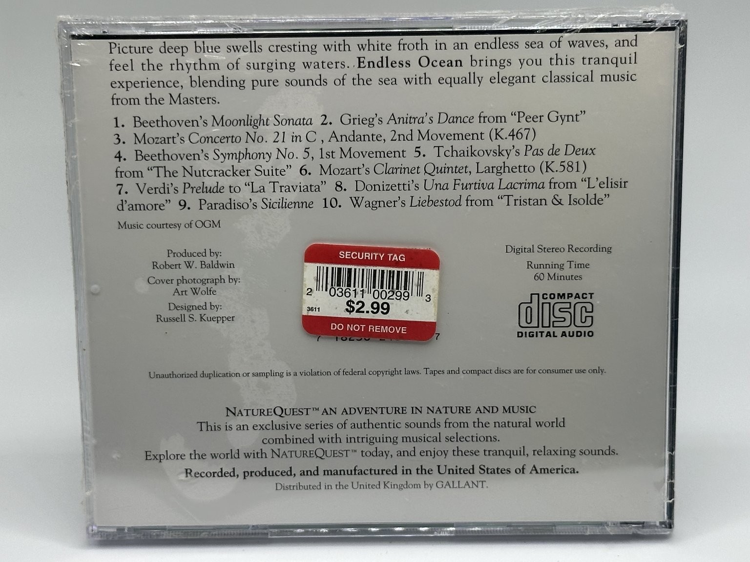 NatureQuest – Endless Ocean CD 60 Min Classical Relaxation Natural Sounds