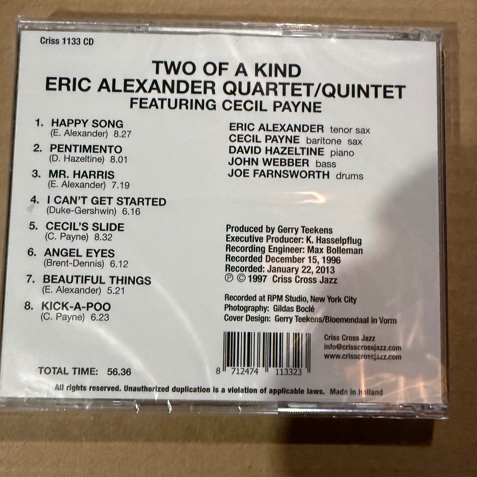 Eric Alexander – Two of a Kind CD 1997 Jazz Criss Cross Jazz