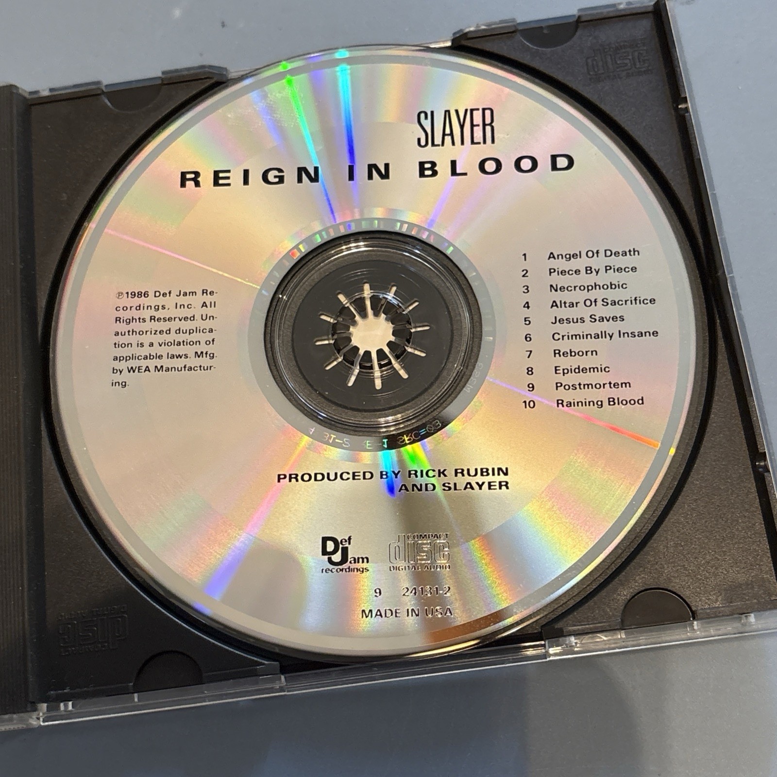 SLAYER - Reign In Blood (1986 CD) Speed/ Thrash Metal