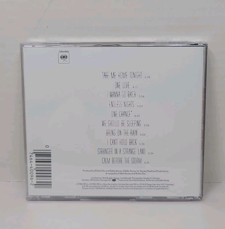 Eddie Money: Can't Hold Back - CD- 1986 "Take Me Home Tonight" I Wanna Go Back
