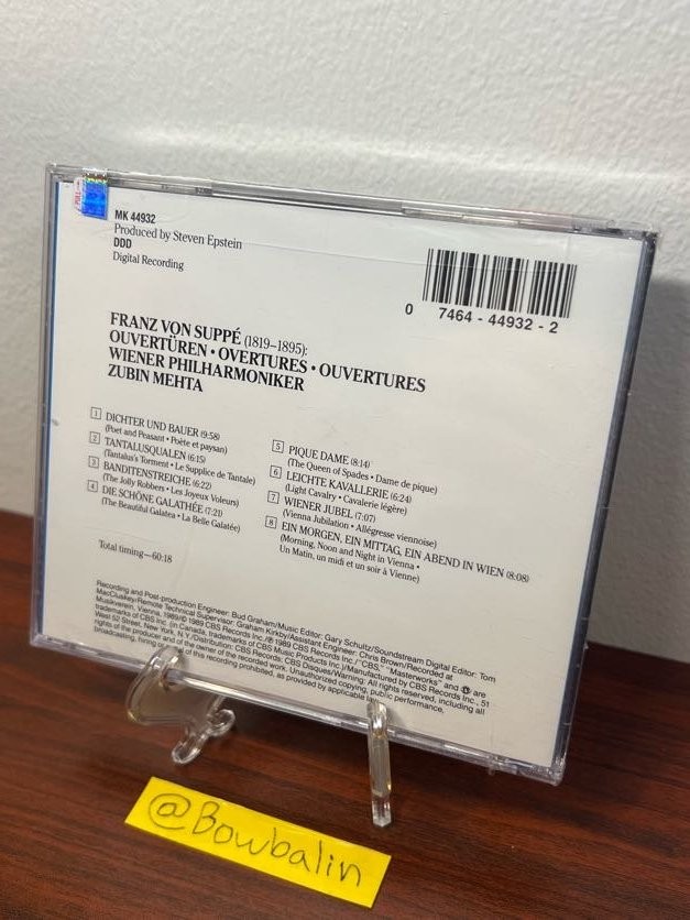 Suppé: Ouvertüren CD 1989 Wiener Philharmoniker Zubin Mehta Classical CBS - New!