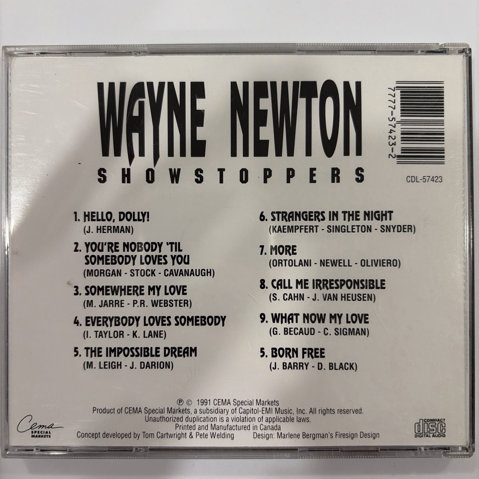 Wayne Newton : Showstoppers CD 1999 CEMA Special Markets ‎– CDL-57423