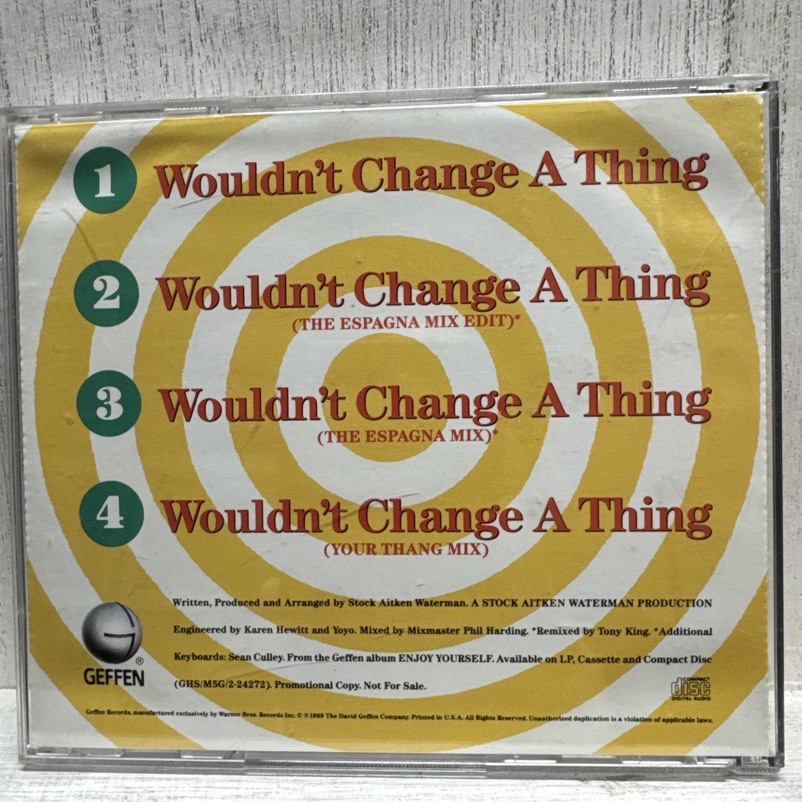 Kylie Minogue WOULDN'T CHANGE A THING US Promo-Only CD Single 1989 Rare