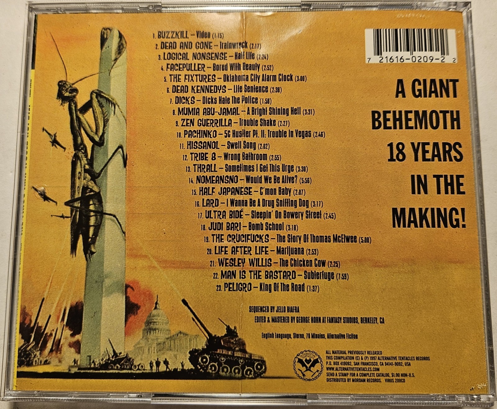 Virus That Would Not Die - VA CD Alternative Tentacles PROMO + STICKER RARE VG+
