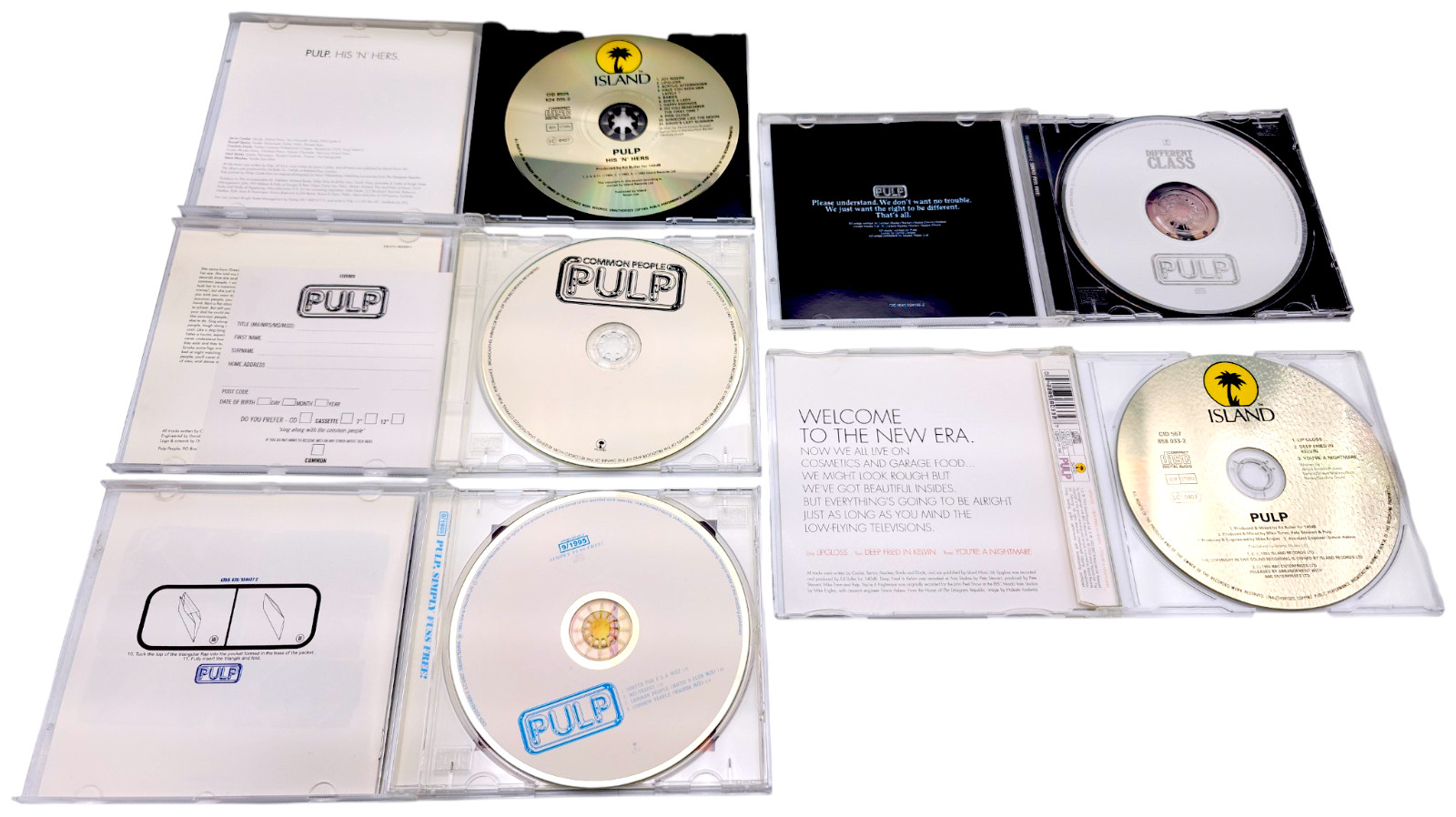 Pulp His N Hers Different Class LipGloss Common People UK Rock Britpop 5 CD Lot