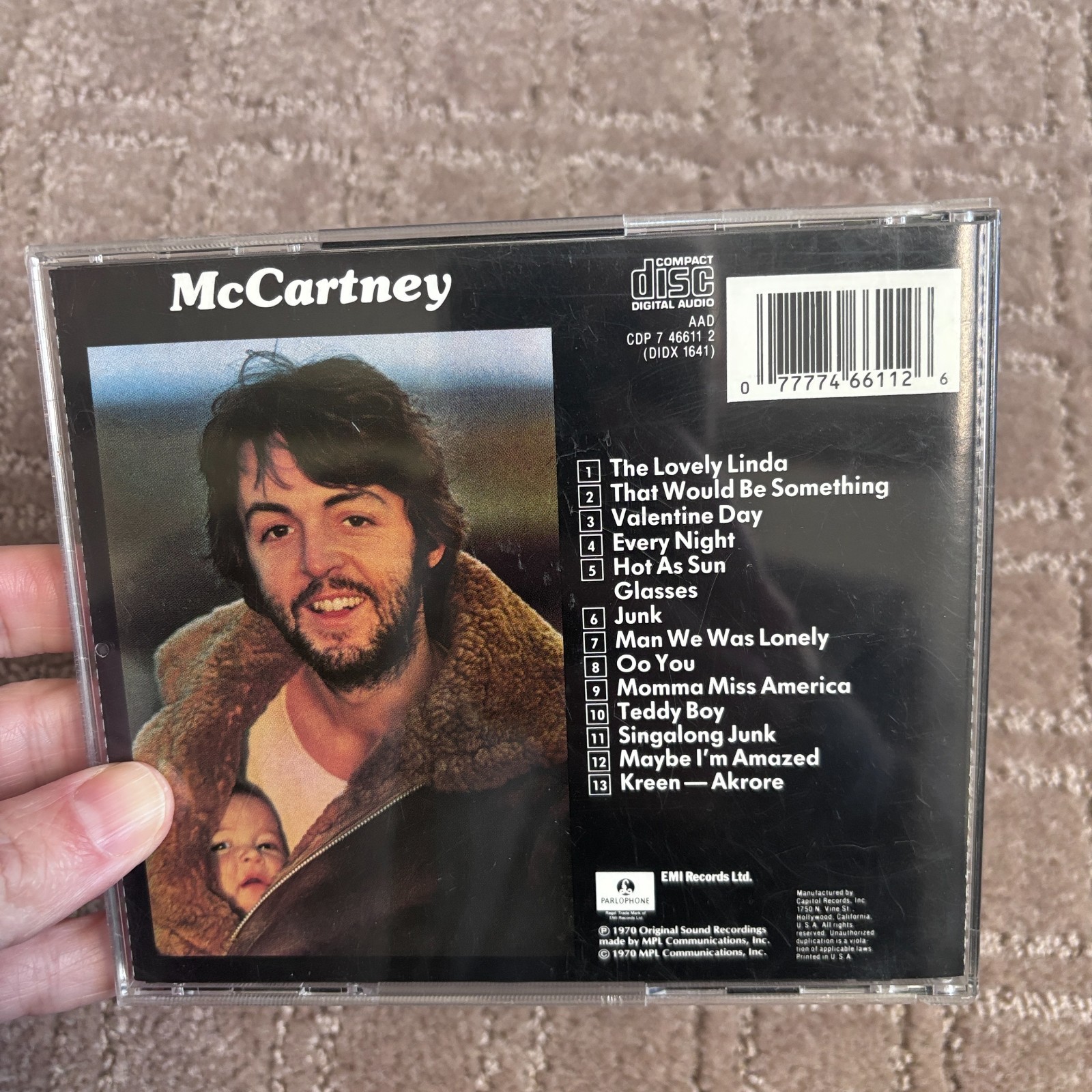 Paul McCartney McCartney CD ORIGINAL PRESS! Capitol CDP 7466112 The Beatles RARE
