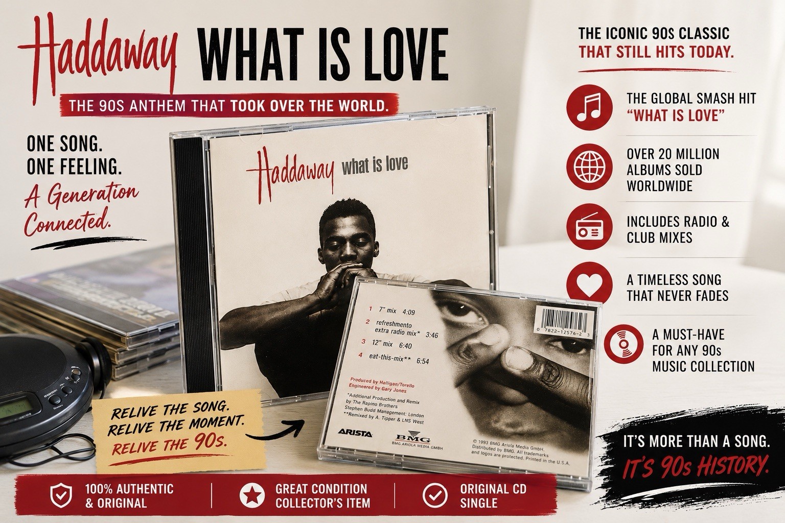 Haddaway What Is Love 1993 CD Single Refreshmento Extro Radio Mix Electronic Oop