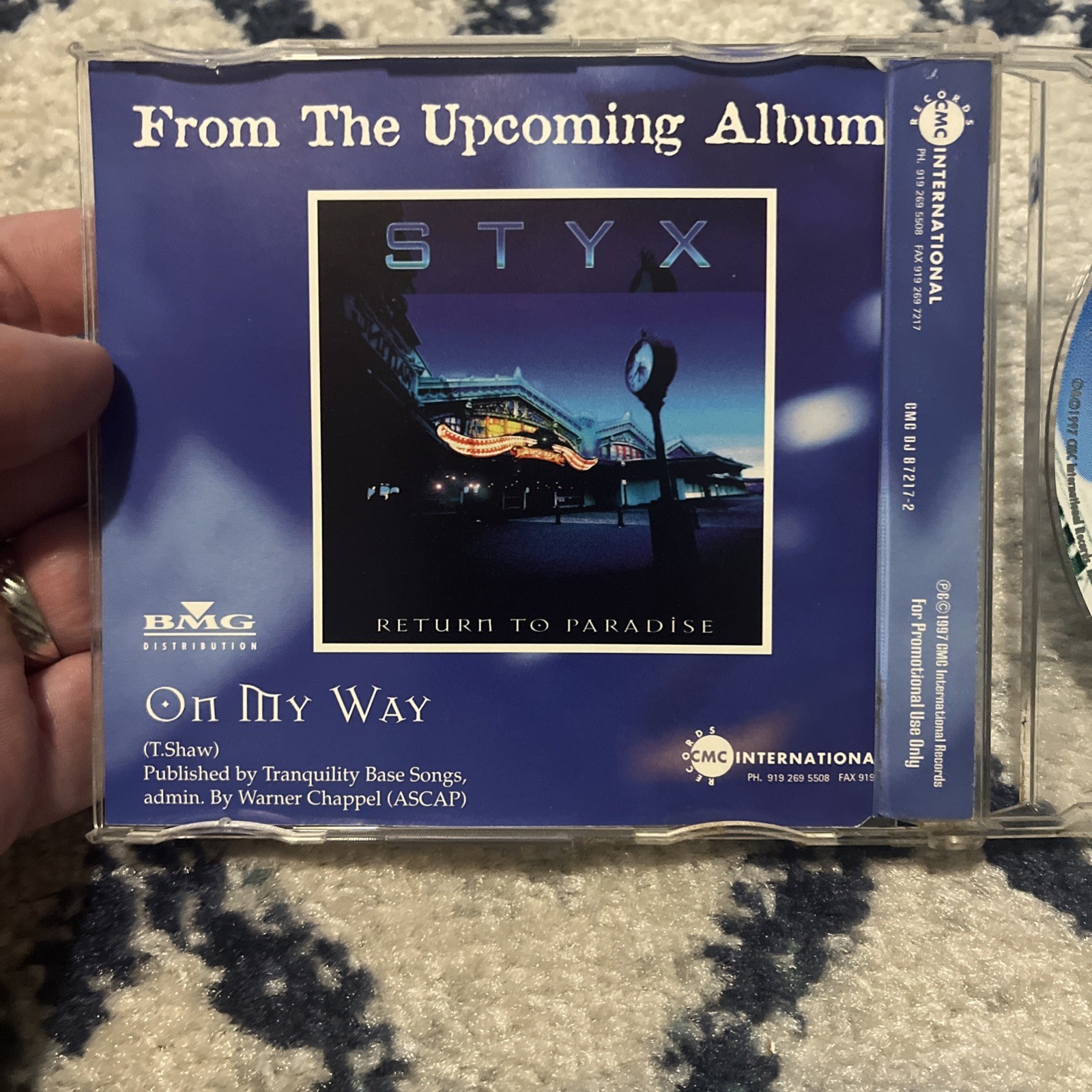 Styx On My Way 1 Promotional Copy Music CD CMC DJ 87217-2 With Inlay