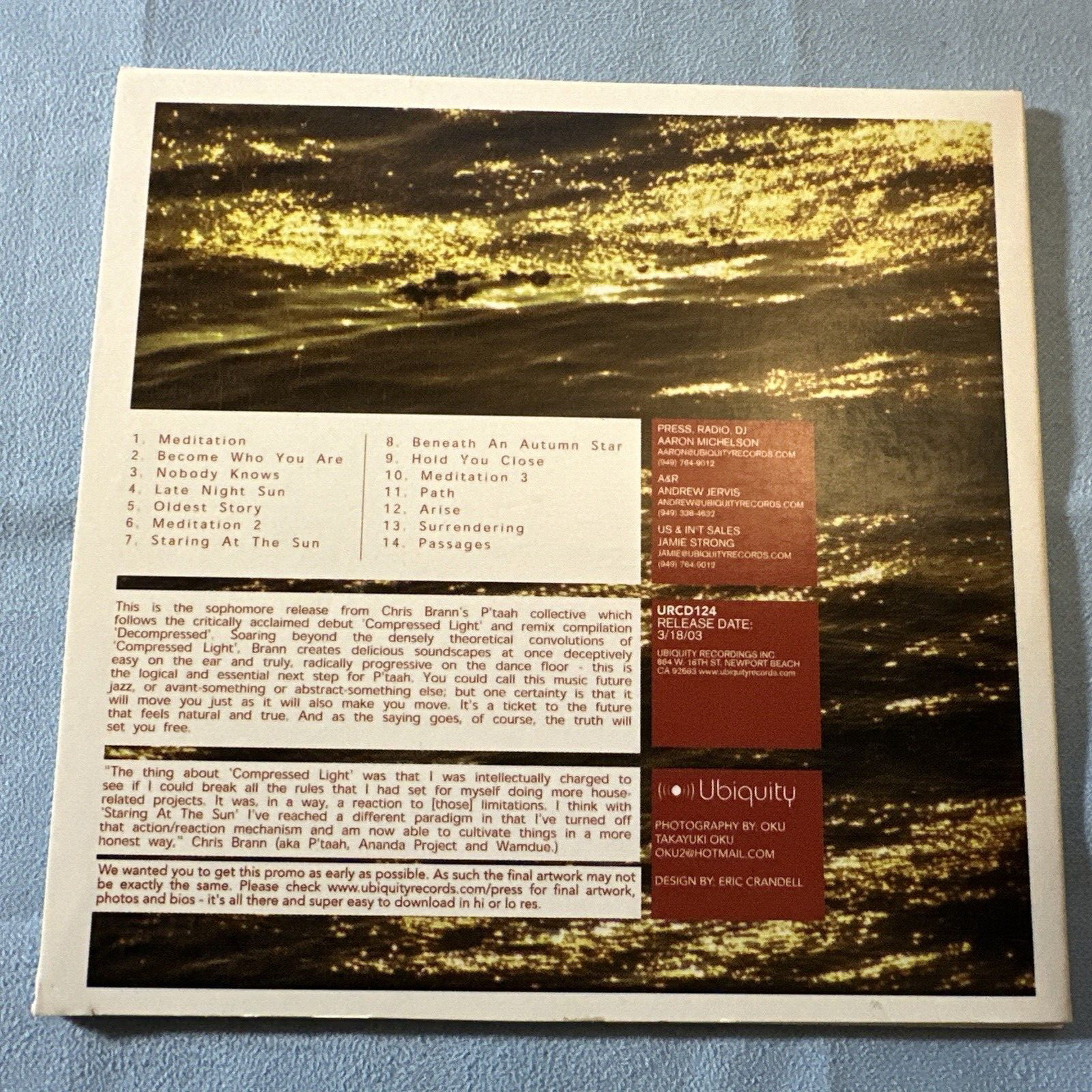 Staring at the Sun by P'Taah (CD, 2003) ADVANCED PROMO