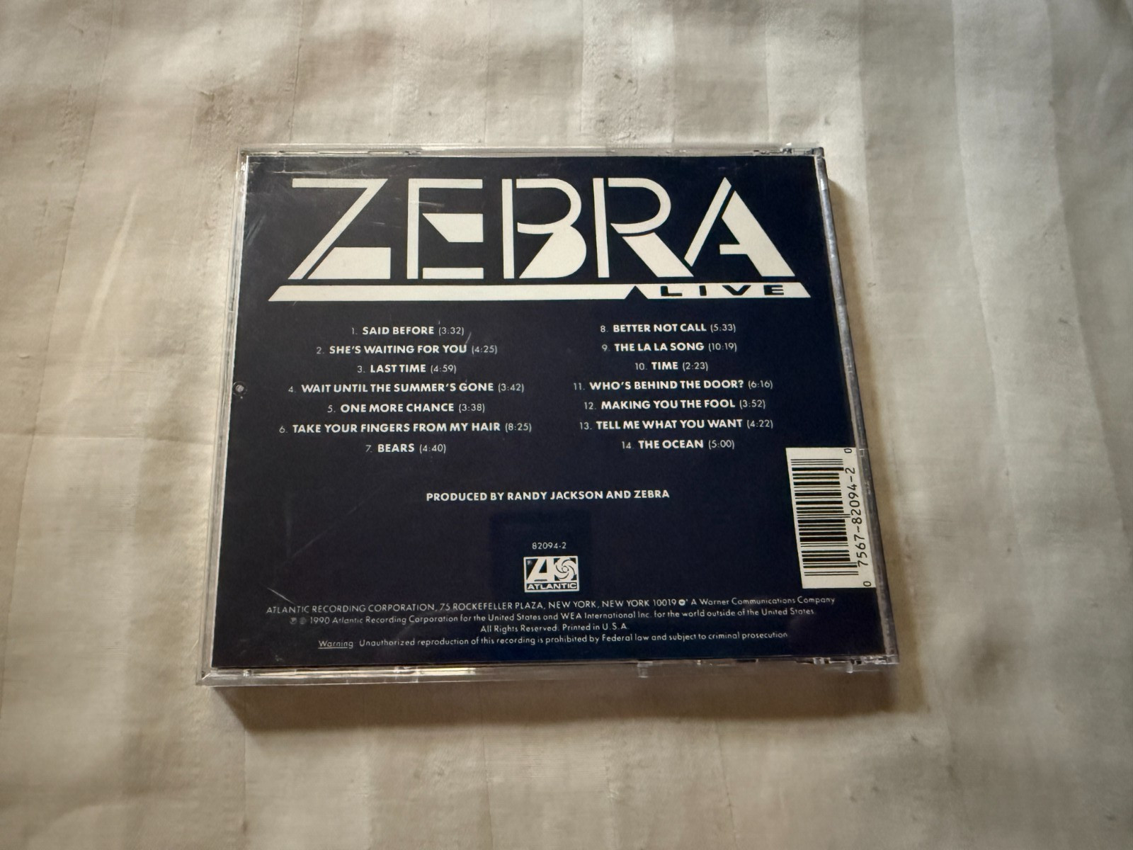 Zebra - Live CD 1990 Atlantic 80s Rock Original Randy Jackson OOP RARE