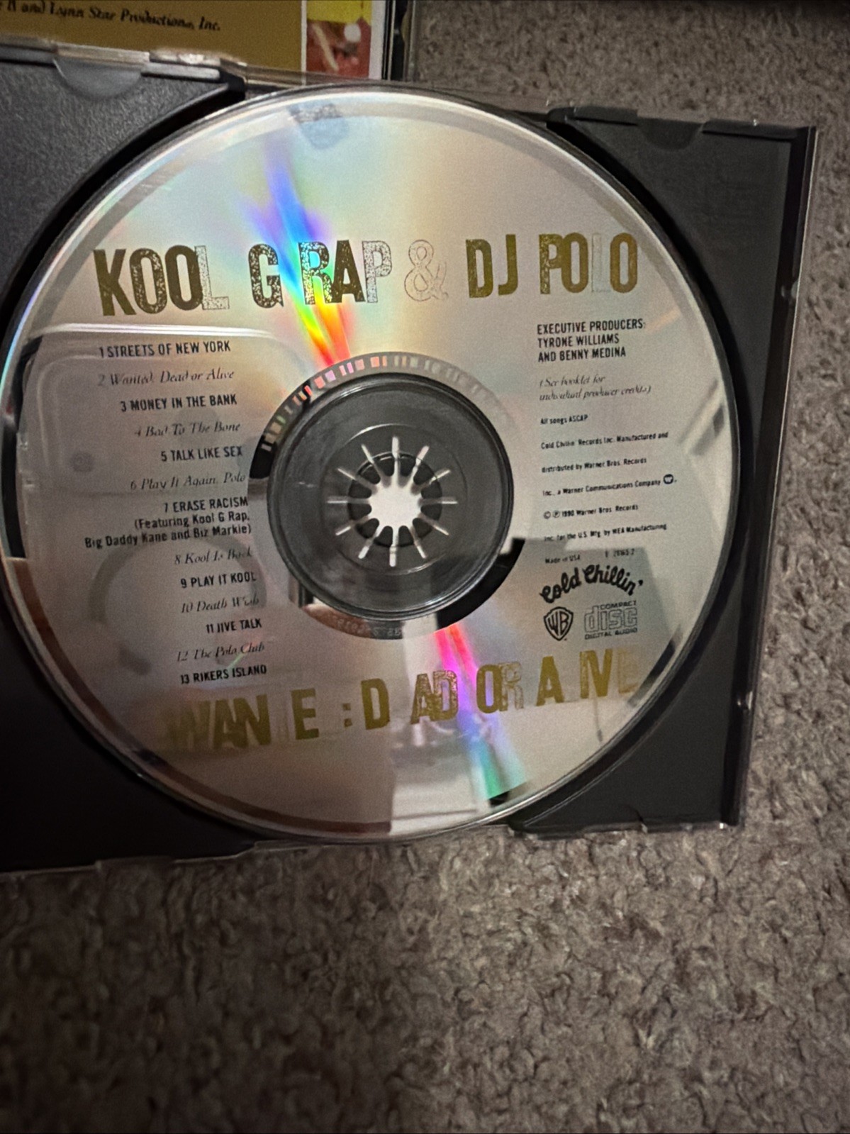 Kool G Rap & DJ Polo Wanted Dead or Alive CD 1990 Cold Chillin 9 26165-2 Hip Hop