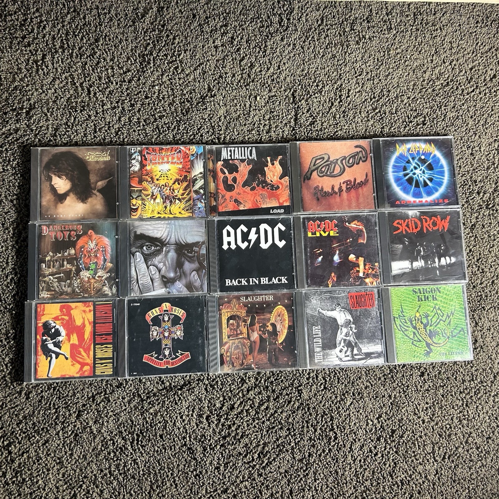 Lot Of 15 Classic Hard Rock CD Ozzy Guns N Roses AC/DC Slaughter Skid Row Metal