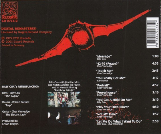 Billy Cox's Nitro Function ‎– Nitro Function CD (1972, remastered)